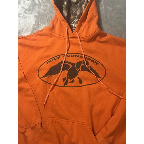 Duck Commander Orange Camo Lined Pullover Hoodie With Replacement String - Picture 3 of 13